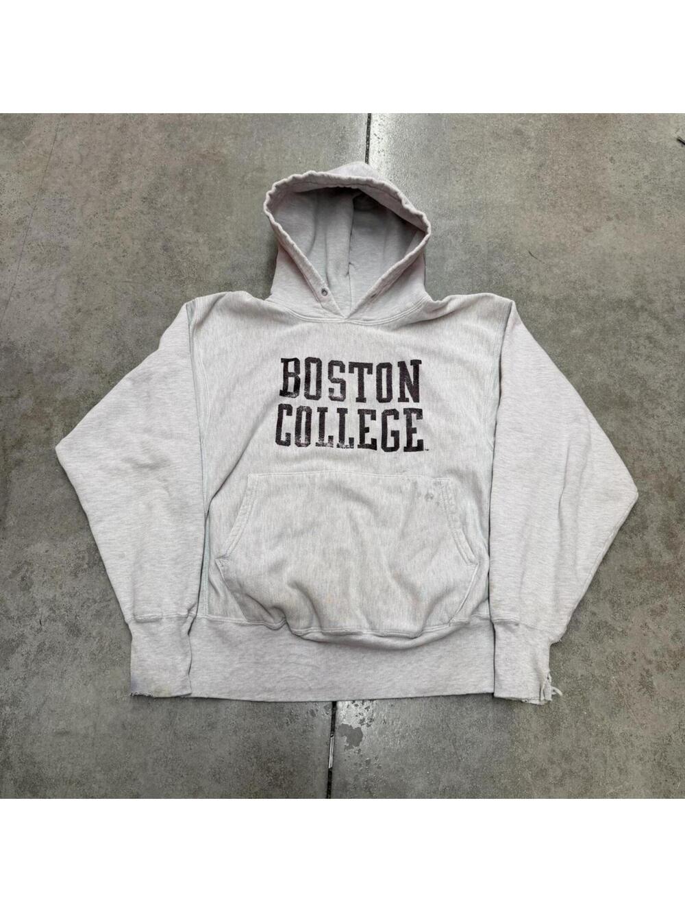 vintage boston college reverse weave grey hoodie size medium
